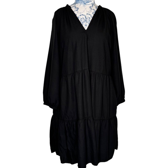 Ruffled neck Tiered Mini Dress - Picture 1 of 5